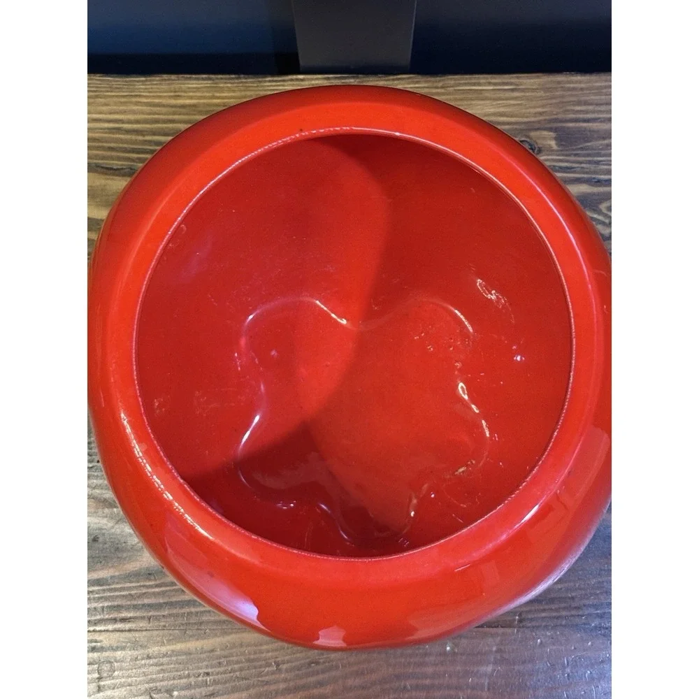 Vintage Mid Century Ceramic Large Red Apple Cookie Jar - Cottagecore Granny 11